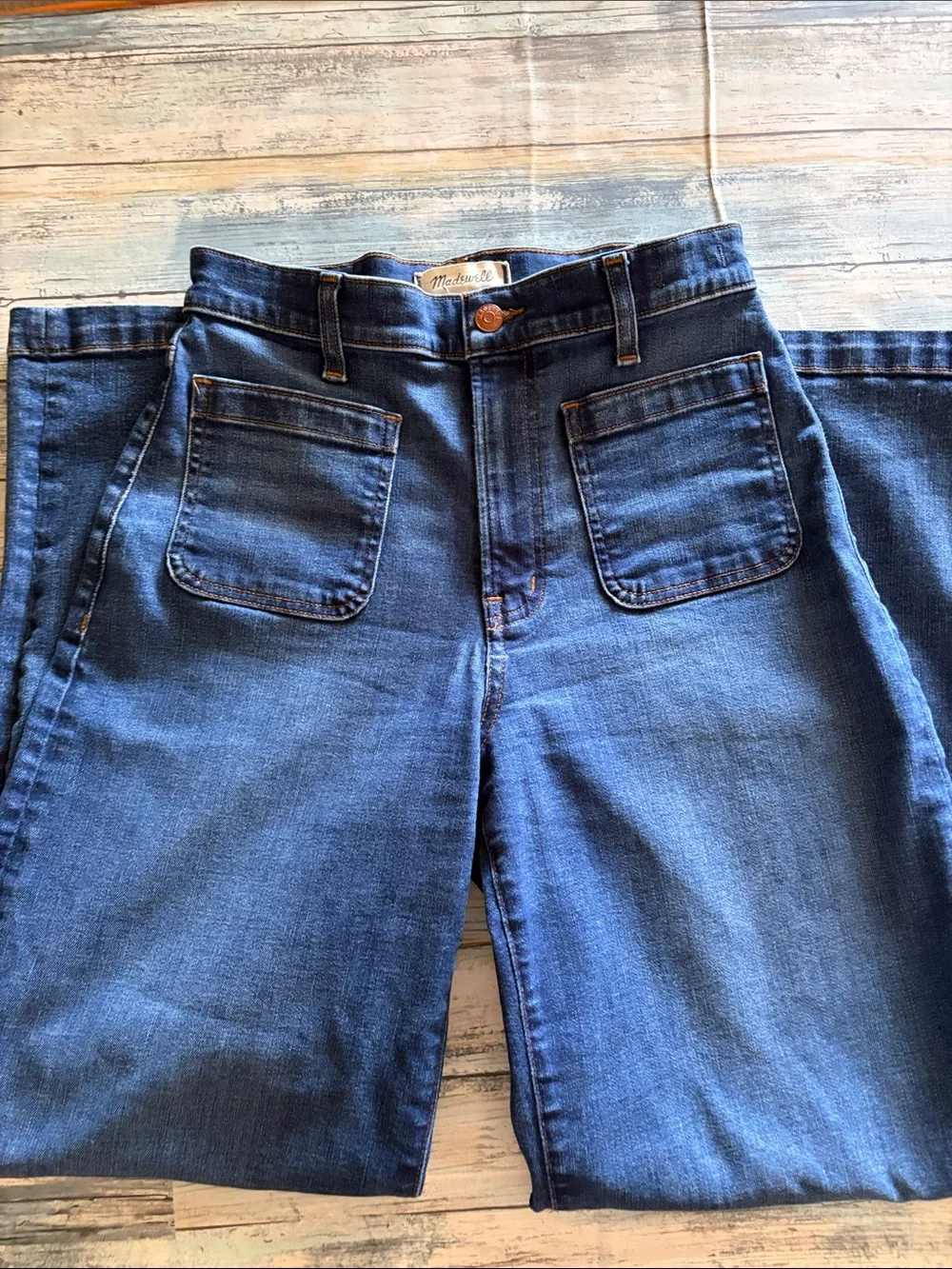 Madewell The Emmett Wide-Leg Full Length Nighthawk Wash Size 27 - Picture 8 of 10